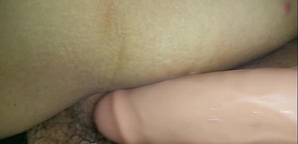  Playing with mexican sleeping wife pussy with fat dildo